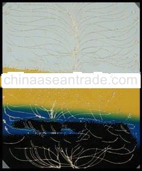 Abstract white yellow blue black grad embos painting