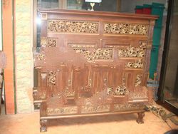 Teak Almari Cabinet Carving