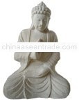 Budha Sitting White Stone Carving