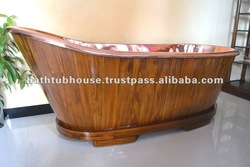 Copper Bathtub with teak wood