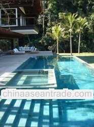 Outdoor Swimming Pool Tiles: Green Sukabumi Stone