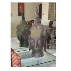 statue & sculpture bronze buddha head