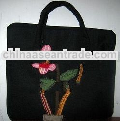 Laptop Briefcase-006-Black-Flower