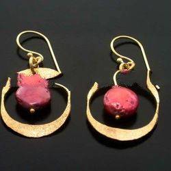Brass Earrings with Pearls