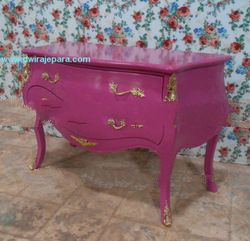 French Painted Furniture - Pink Bombay Commode Chest Of Drawers
