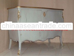 Mahogany Painted Commode French Style Classic Wooden Antique Reproduction Side Board Vintage Cabinet
