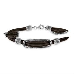 925 Sterling silver bracelet with leather, all size available, customized designs are welcome