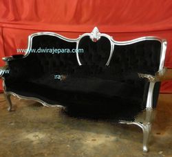 French Furniture - Living Room Sofa Furniture Black Silver Leaf