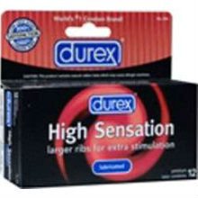 Durex High Sensation Condoms - Larger Ribs for Extra Stimulation, 12 P