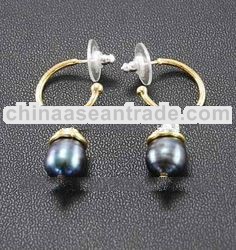 Brass Earrings with Pearls
