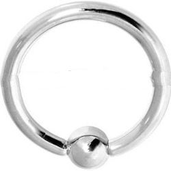 14KT White Gold 12 Gauge 5 / 8" Captive Ball Ring 5mm Ball