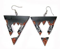 Balinese Painted Wooden Earring