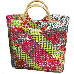 Recycled Shopping Bag with Rattan Handle