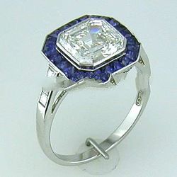 3. 92 Ct Diamond And Sapphire Antique Ring Platinum