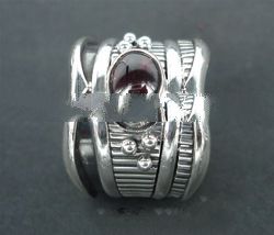 RFMN0036 - Sterling Silver Contemporary Ring with Garnet