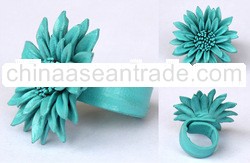 Leather Flower Ring