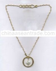 Brass necklace with Pearls