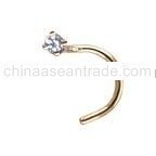 14 karat NICKEL yellow gold nose ring with genuine Diamond