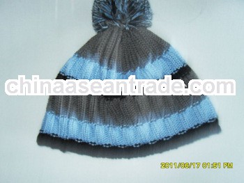 kid's children cable winter in sports warm and soft knitted beanie with pompom