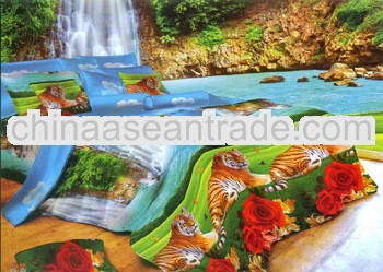 king full 4 piece 3d plush tiger printed pure cotton bedding sheet sets