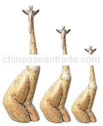 Sitting Giraffe Wood Carving Set