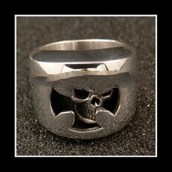 925 Sterling Silver Jewelry Skull Cross Ring