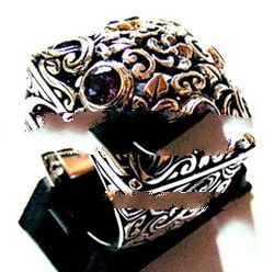 Bali Square Ring With Ametys