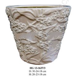 Ceramic pots in Vietnam, Glazed ceramic pots for garden decor, Set of ceramic pots (HG 13-1637/3)