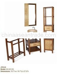 Jogja Teak Vanity with Bamboo Venner and Marble Vessel cabinet