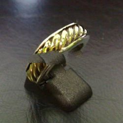 RFMN0064 - Sterling Silver Contemporary Ring with Brass Accents