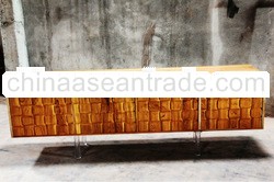 Teak wood slab cabinet