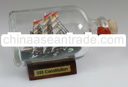 Ship in bottle USS Constitution 50 cc miniature round bottle (At this bottle size we do have 21 diff