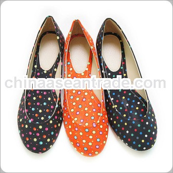 ladies ballerina fashion dot style dot printed orange color