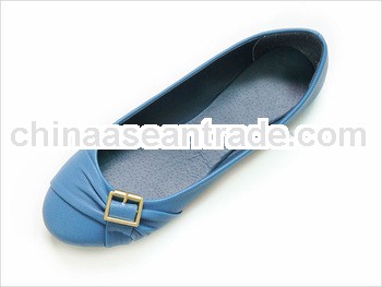 ladies ballerina fashion style buckle shoes blue color