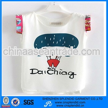 ladies' fashion t-shirts with little cute girls printed on the front