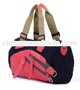 lady canvas with leather trim handbag made in 