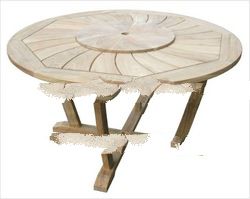 Outdoor Garden Teak Wooden 4 Leg Radiant Round Table