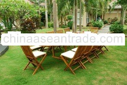 Set Ext. Table with folding chair teak olied