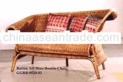 Rattan Art Deco Double Chair