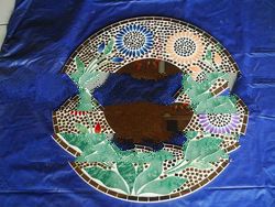 Round Glass Mosaic Mirror Flower type