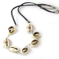 shell, leather rope handmade necklace