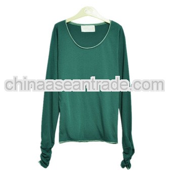long sleeve loose fashion latest plain women t-shirt