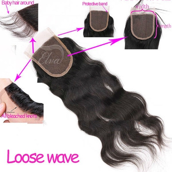 loose wave baby hair cheap peruvian human hair lace closure