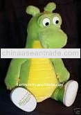 lovly green-yellow sitting plush stuffed dragon toy