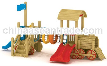 luxury multifunction chileren wooden slide wooden outdoor playground structure