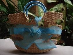 Turquoise Rattan Bag