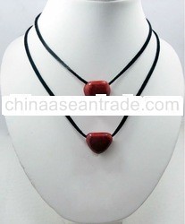Silver Bali Genuine Coral Heart Adjustable Synthetic Suede Choker/Necklace