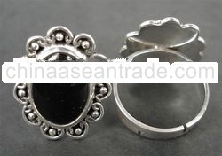 RFMN0021 - Sterling Silver Adjustable Ring with Onyx