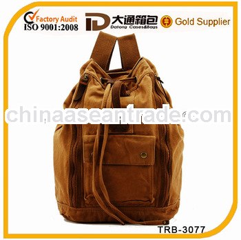 mature canvas drawstring school bag for men ,book backpack