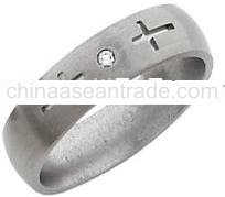 Men's 6mm Diamond Cross Wedding Titanium Ring